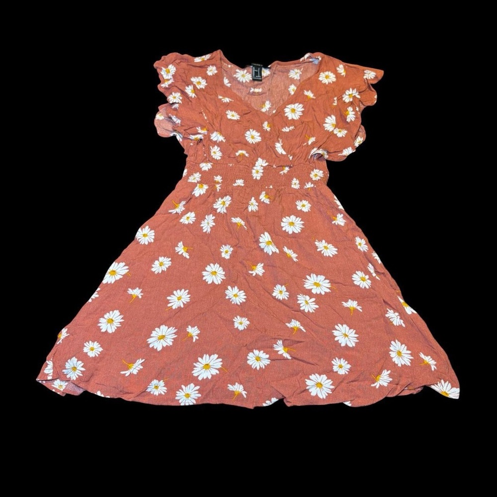 Forever 21 Rust Orange Daisy Print Girls' Dress